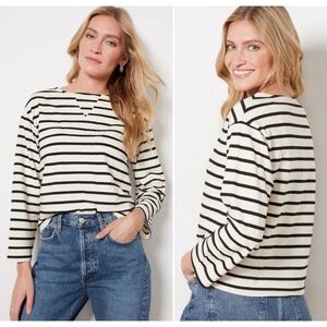 Monrow Sriped Crew Long Sleeve Shirt Size Medium